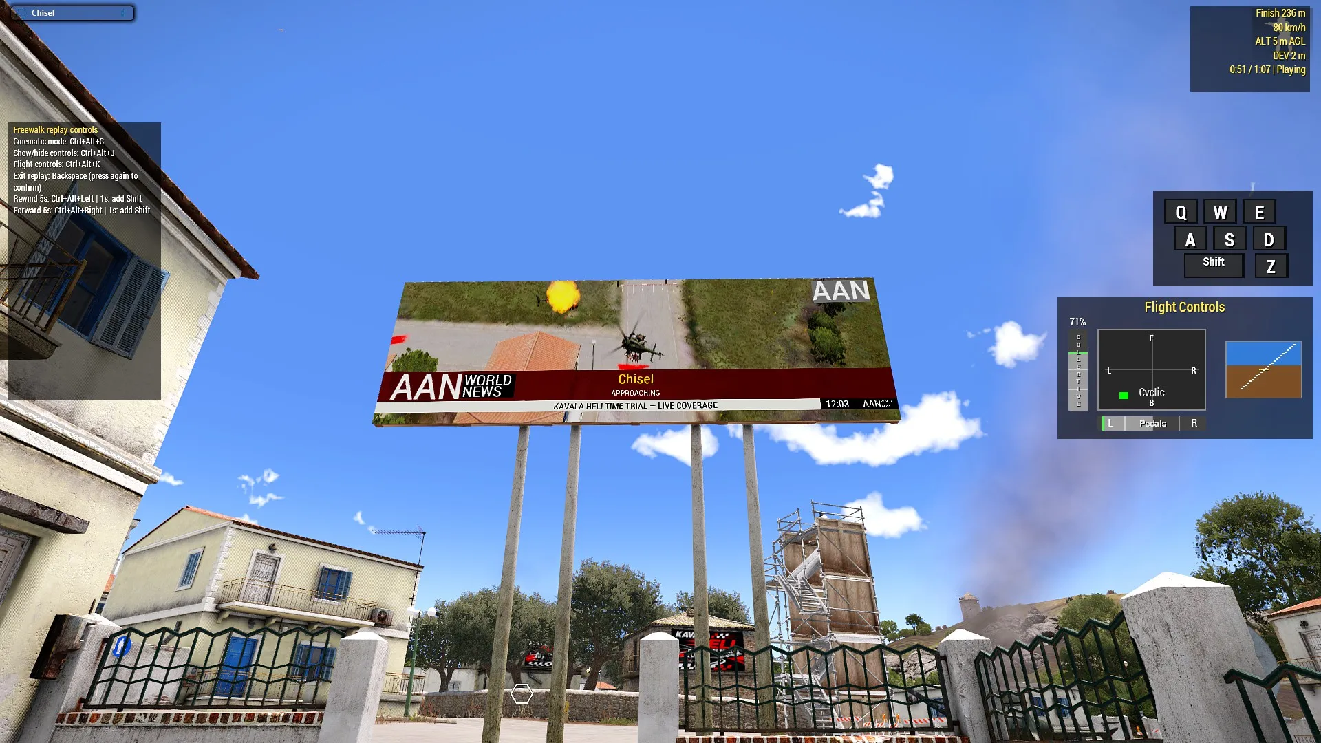 An electronic billboard beside a Time Trial route.