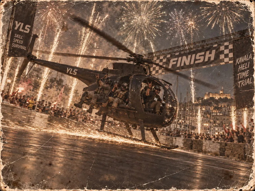 A Hummingbird crosses the finish beneath fireworks after a personal-best run.
