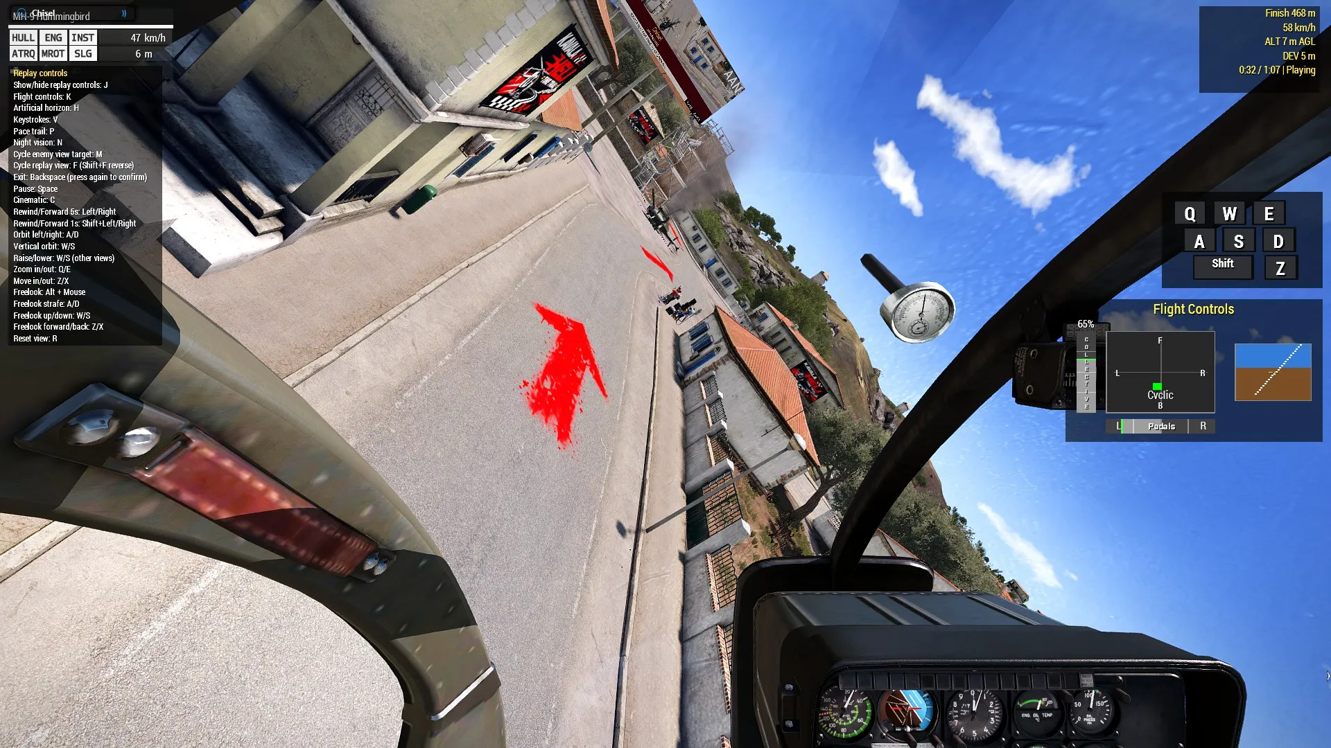Pilot replay view showing the recorded cockpit perspective.