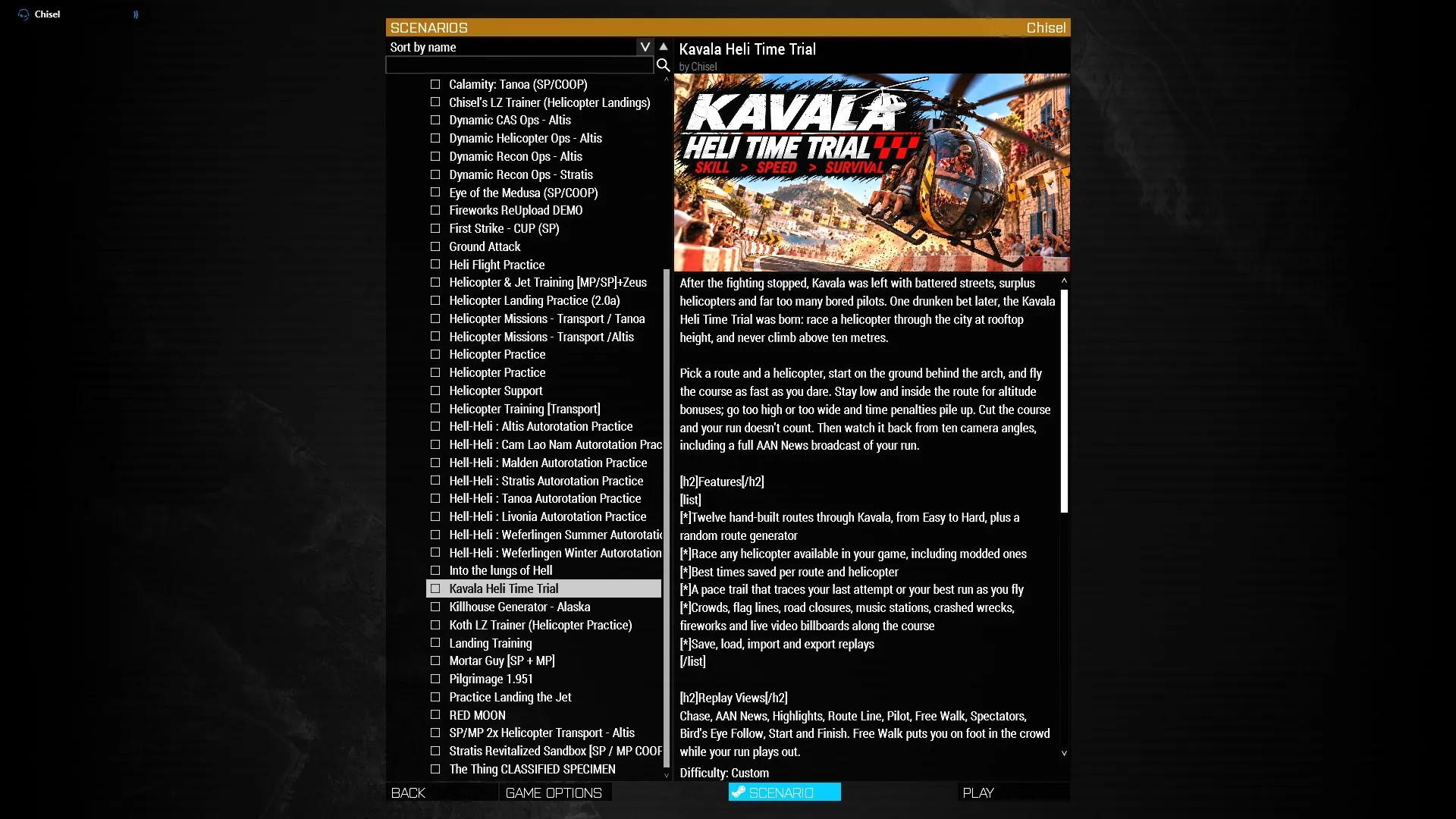 Select the mission from the Arma 3 scenario screen before entering the course.